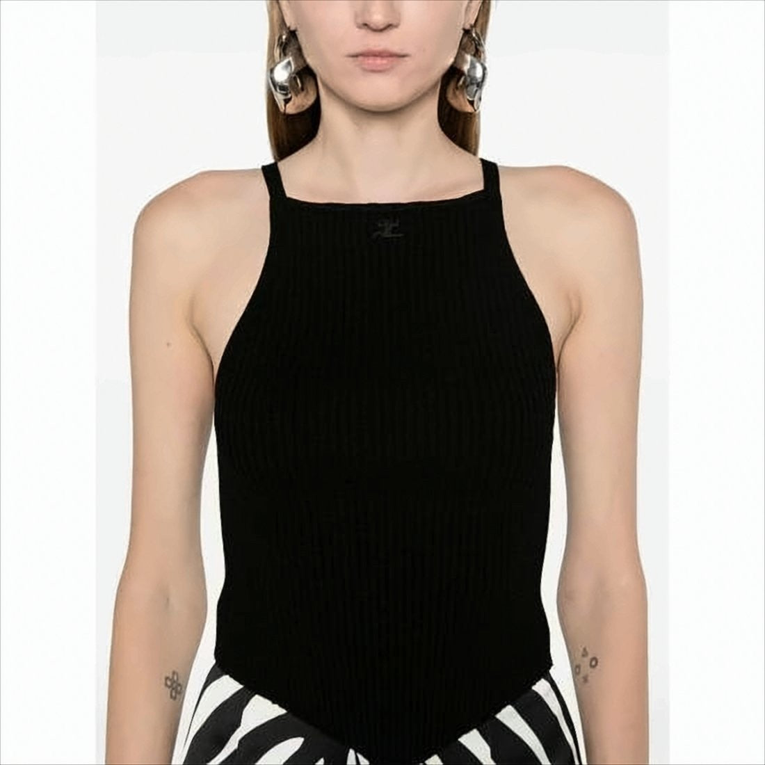 Courrèges Ribbed Sleeveless Bodysuit With High Neckline
