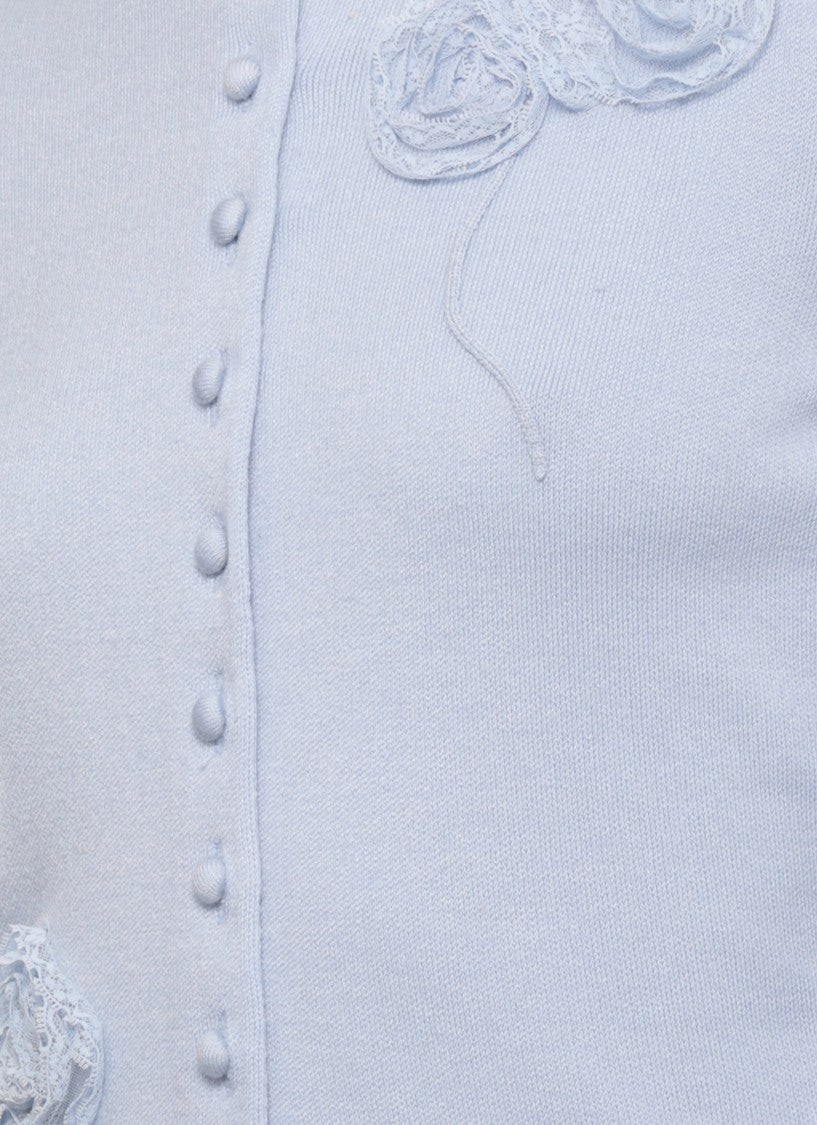 Self-Portrait Light Blue Flower Lace Cardigan