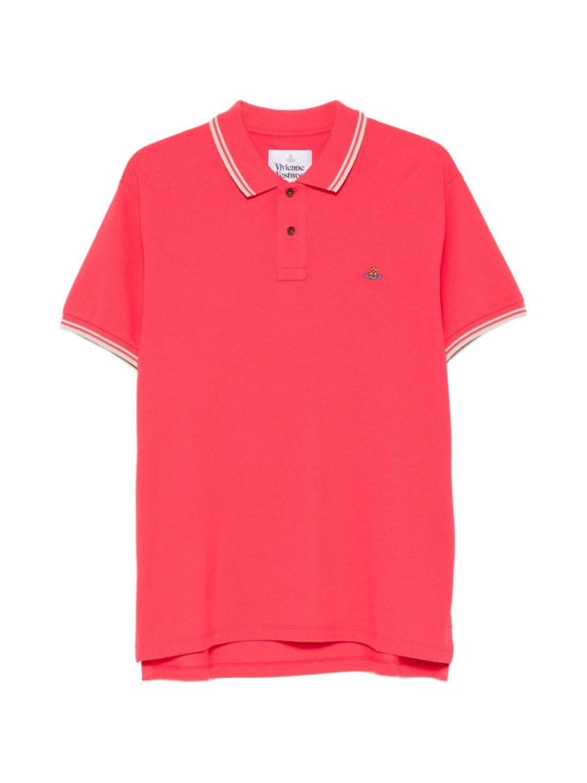 Vivienne Westwood Short-Sleeve Striped Accent Cotton Polo Shirt