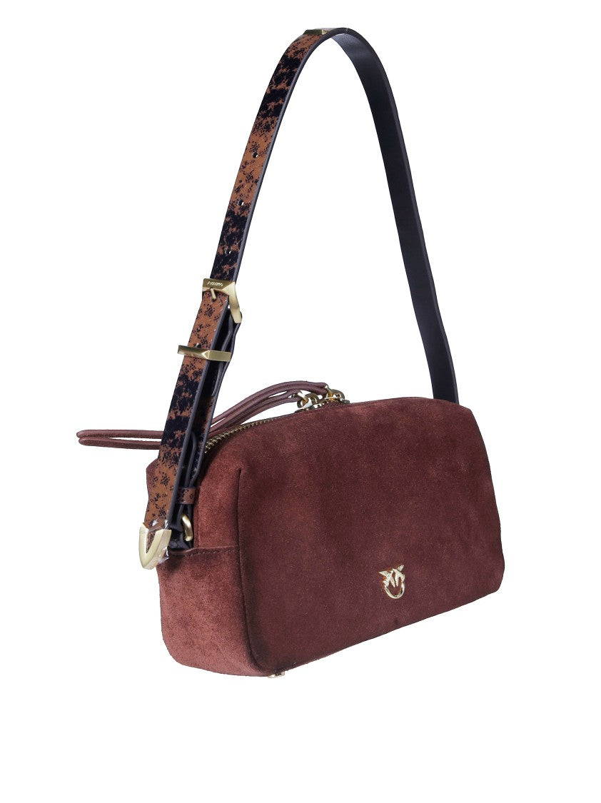 Pinko Mini Suede Bauletto Bag With Gold Accents