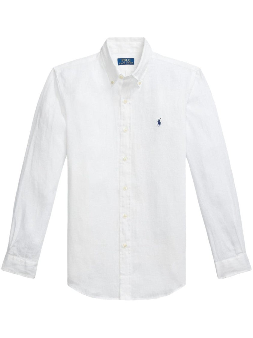 Polo Ralph Lauren Custom Fit White Linen Button-Down Shirt