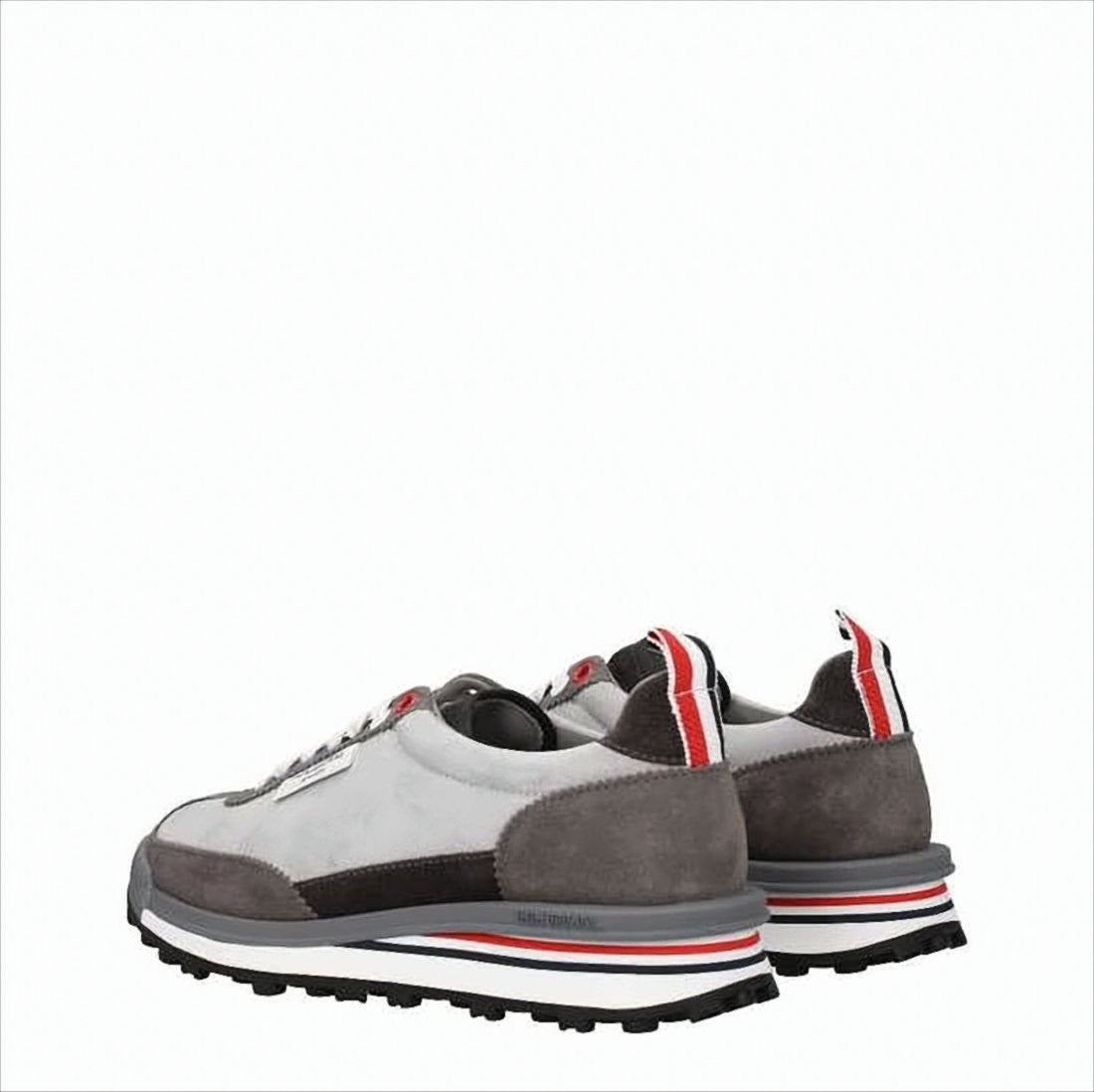 Thom Browne Neutral Tone Leather Sneakers With Textured Sole