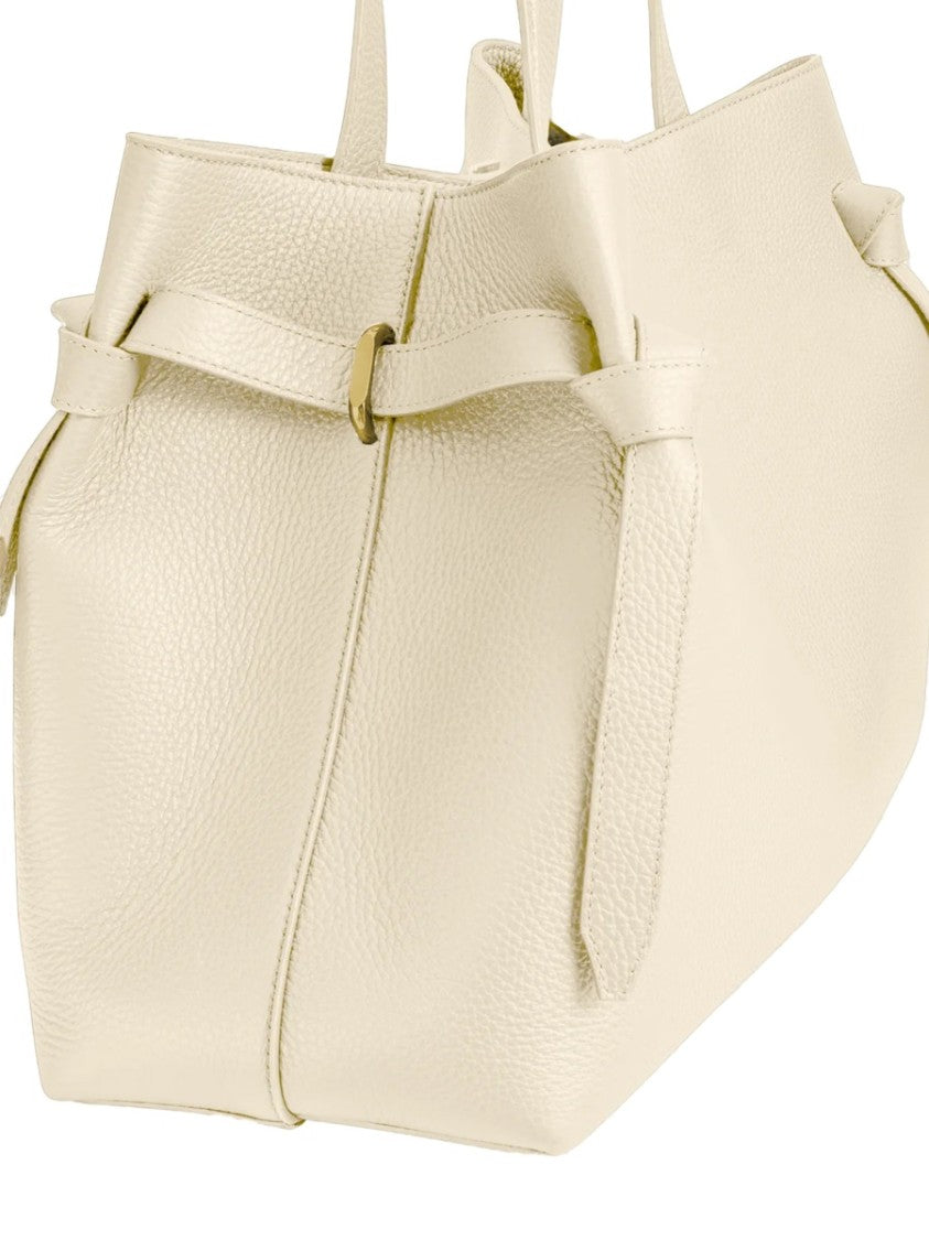 Yuzefi Textured Leather Tote Bag With Dual Top Handles