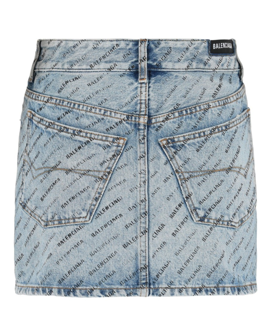 Balenciaga Allover Stencil Low-Waist Mini Skirt