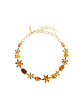 Oscar De La Renta Crystal Flower Necklace