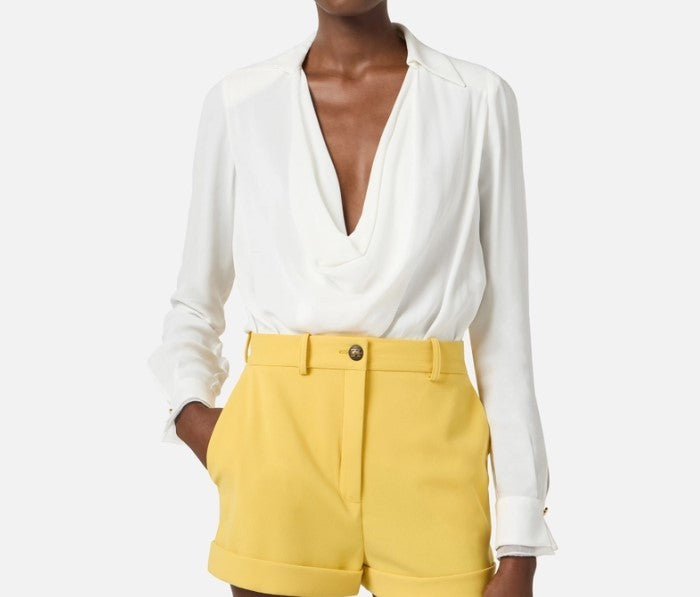 Elisabetta Franchi Viscose Georgette Long Sleeve Bodysuit