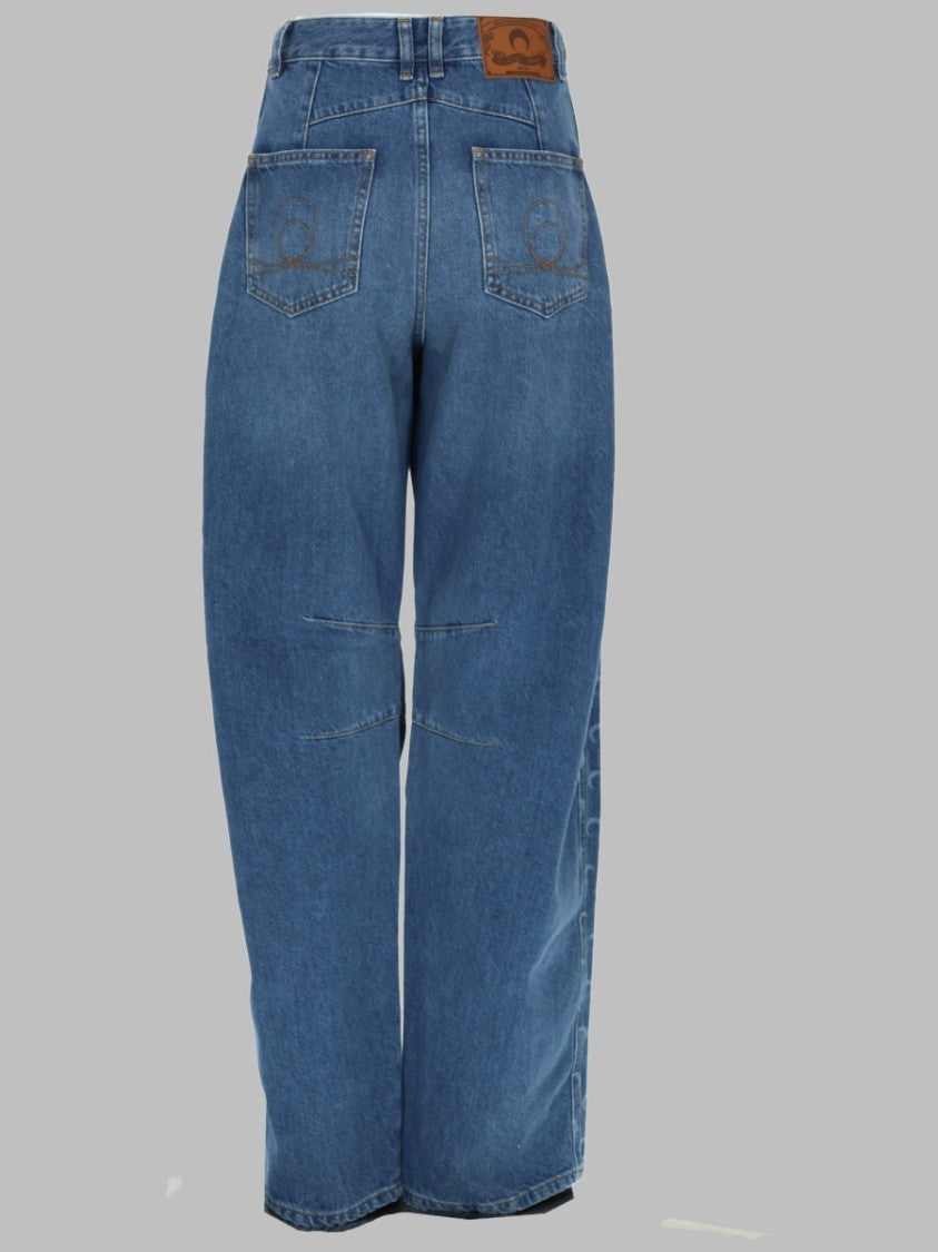 Marine Serre Blue Crescent Moon Organic Denim Jeans