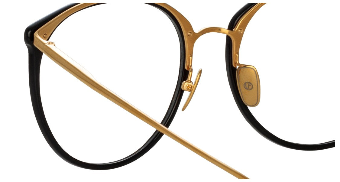 Linda Farrow Lfl Round Frame Eyeglasses With Black Acetate Front