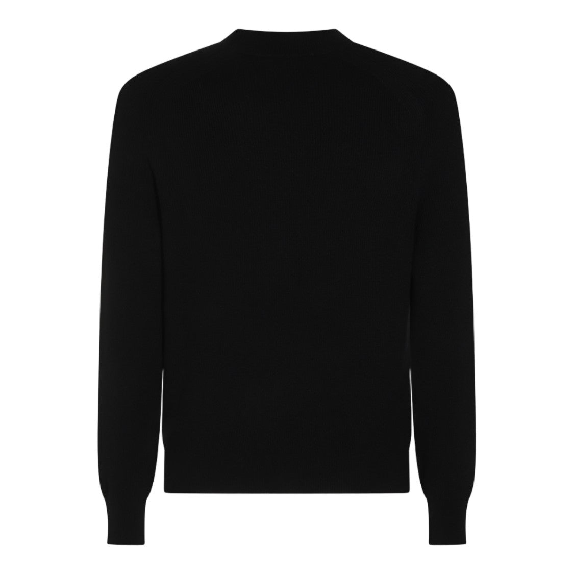 Malo Ribbed Texture Black Sweater With Crew Neckline