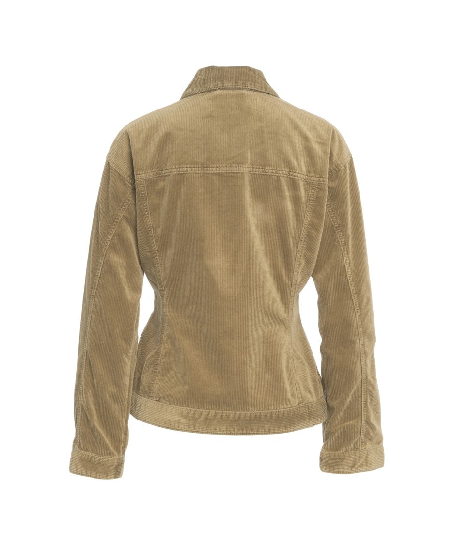 Baum Und Pferdgarten Fitted Corduroy Jacket With Classic Collar And Metallic Accents