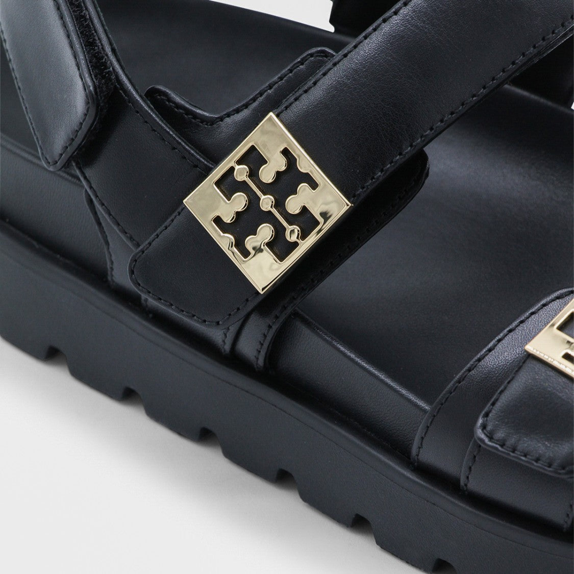 Tory Burch Black Leather Buckled Flats