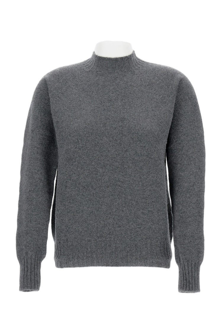 Drumohr Mock Neck Jersey-Knit Wool Pullover With Ribbed Trims