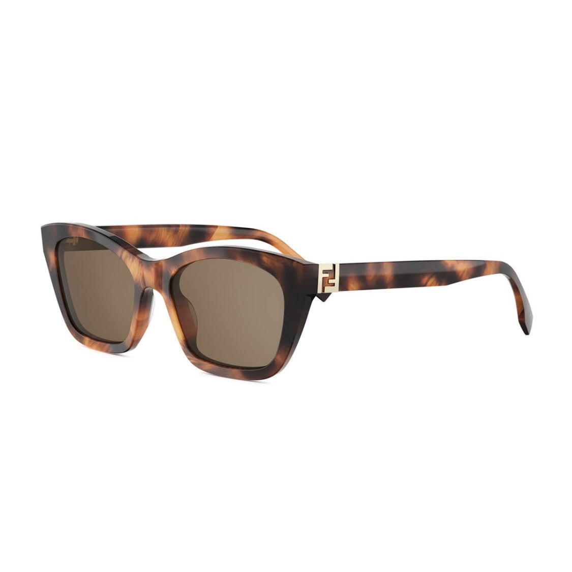 Fendi Geometric Cat-Eye Sunglasses With Tortoiseshell Frame And Gold Accents