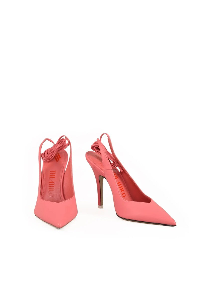 The Attico Pink Chanel Lace-Up Leather Sandals