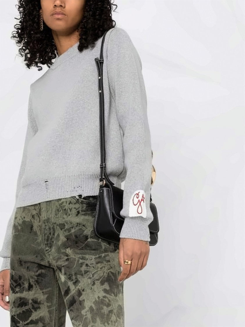 Golden Goose Ribbed Knit Sweater With Distressed Details