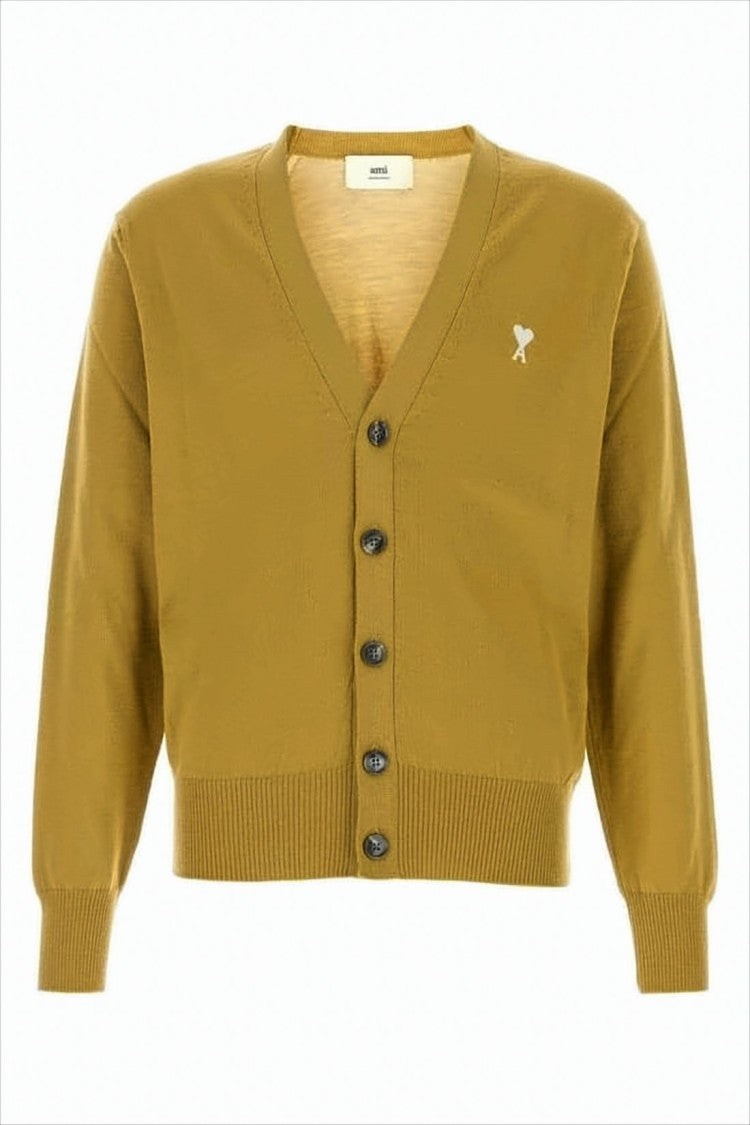 Ami Paris Cropped Wool Cardigan With V-Neckline And Button-Down Front