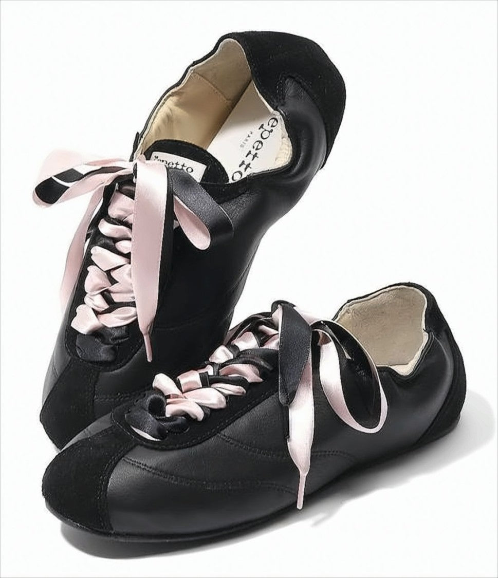 Repetto Lambskin Slip-On Sneakers With Glossy Ribbon Laces
