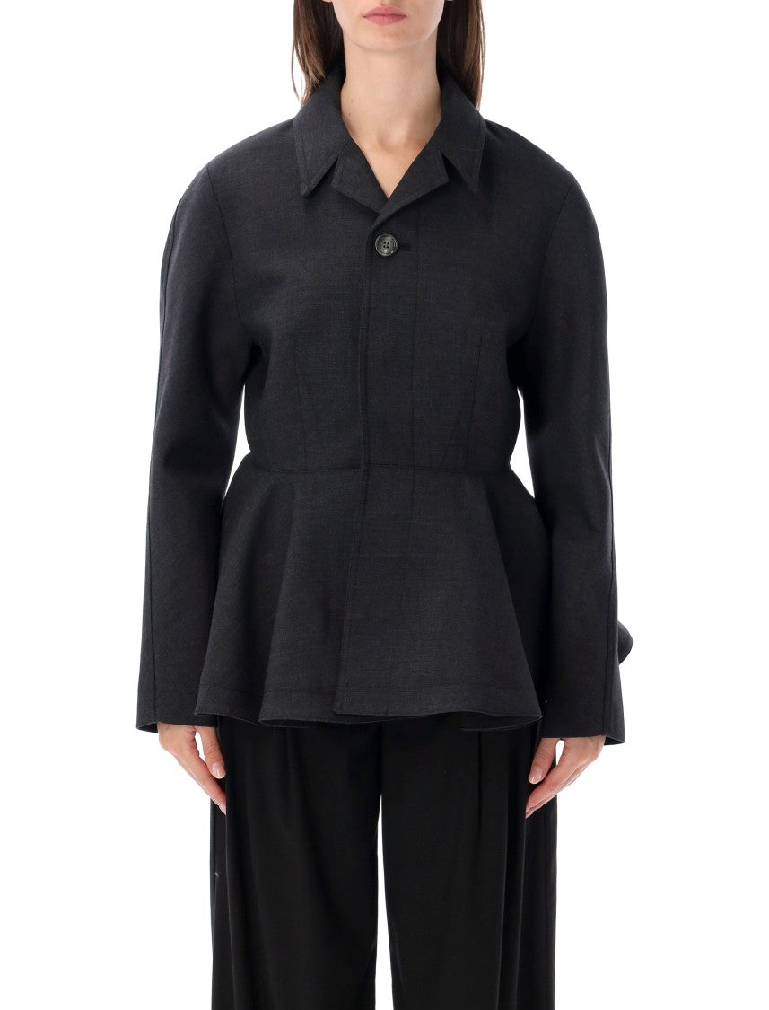 Ami Paris Peplum Structured Fitted Waist Jacket