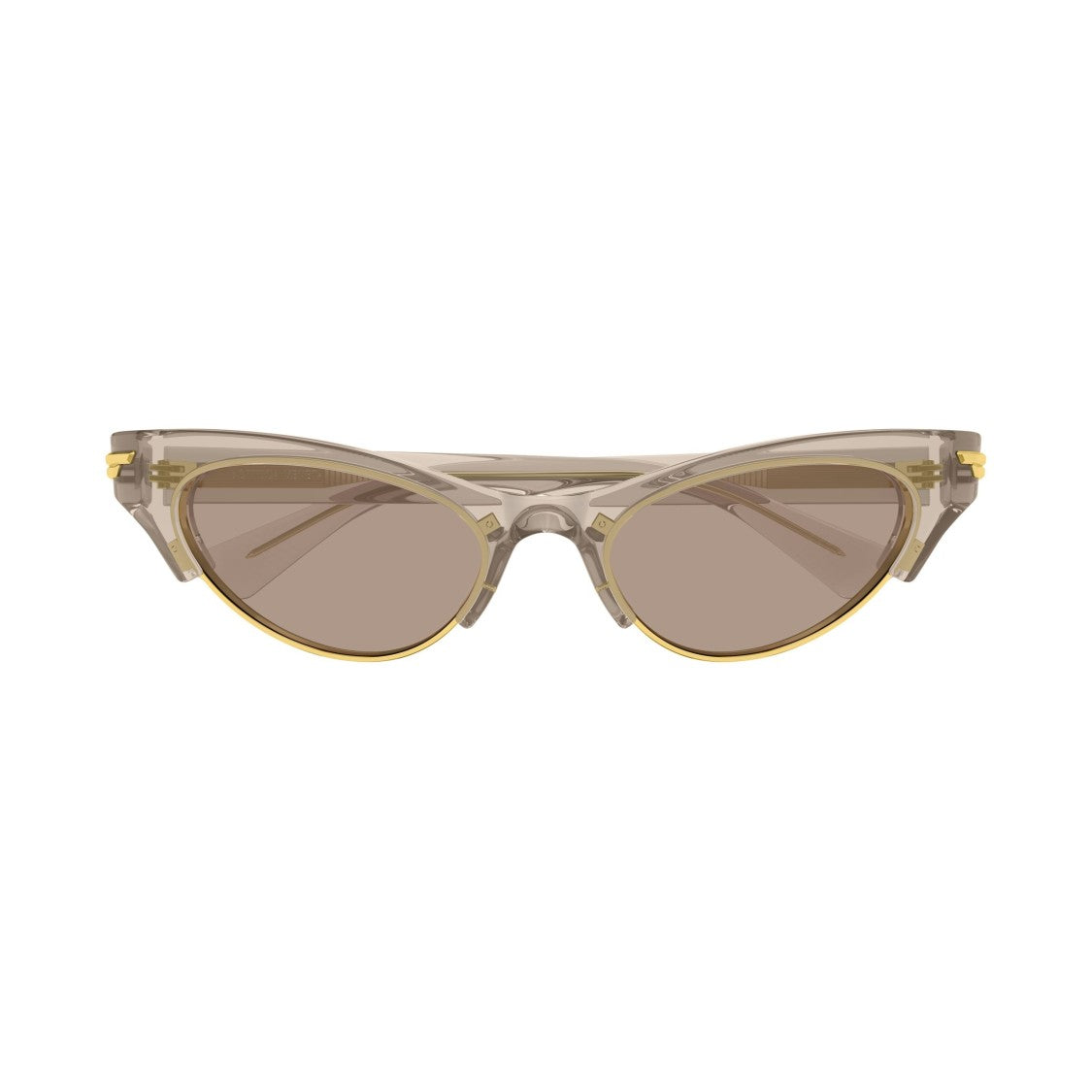 Bottega Veneta Translucent Beige Cat-Eye Sunglasses With Gold-Tone Accents