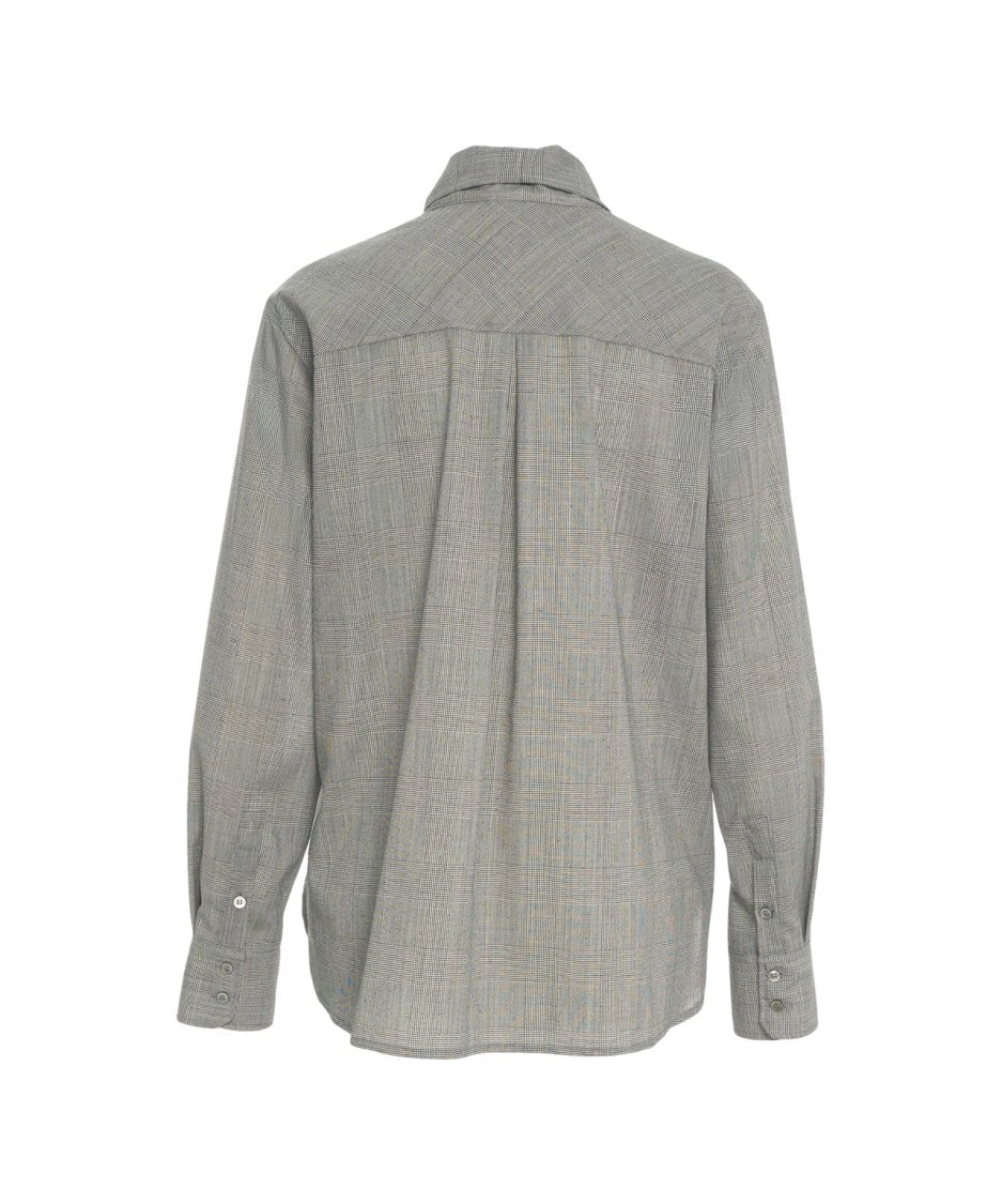 Ottod'ame Glencheck Shirt With Bow Detail