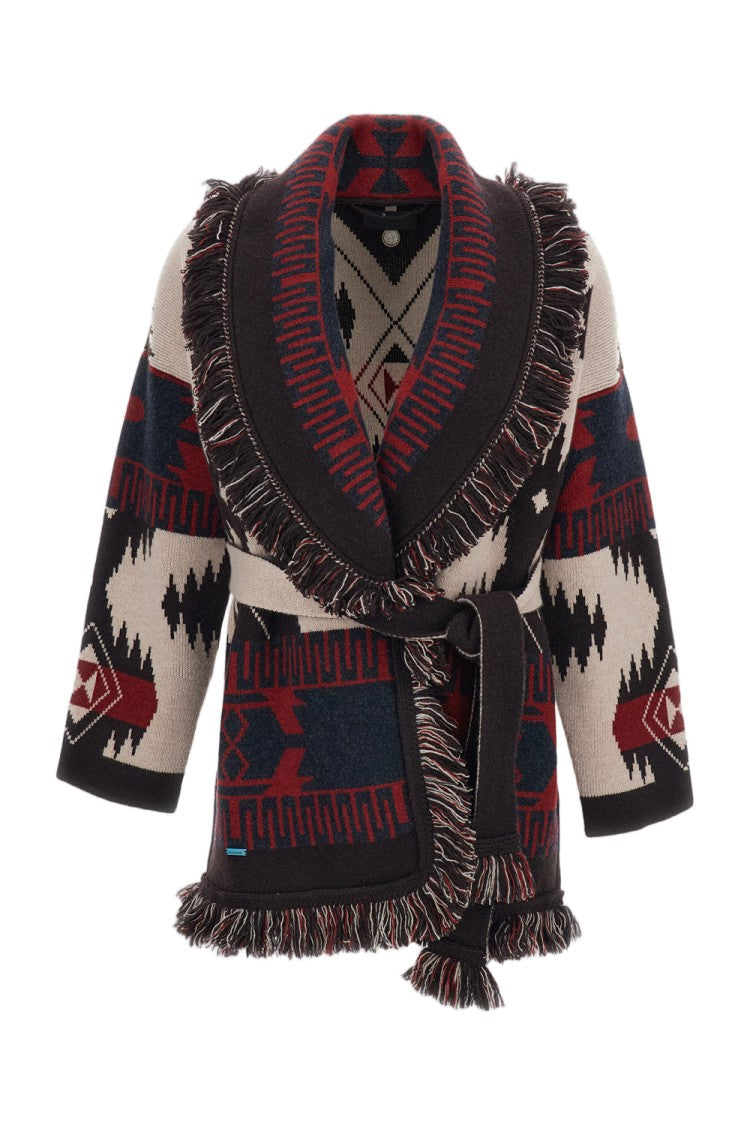 Alanui Double-Jacquard Cashmere Cardigan With Shawl Collar