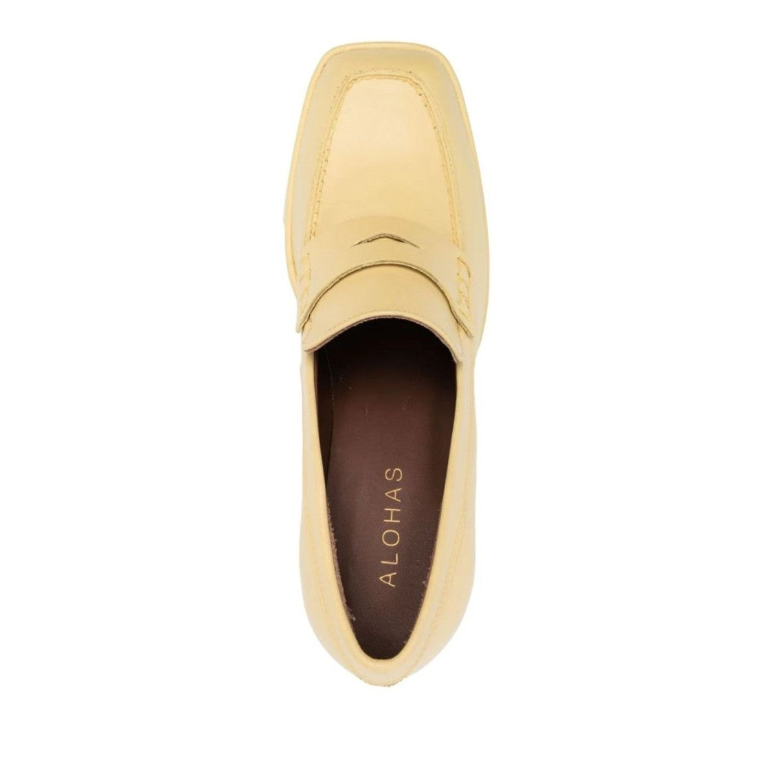 Alohas Yellow Busy High Block-Heel Loafer Pumps