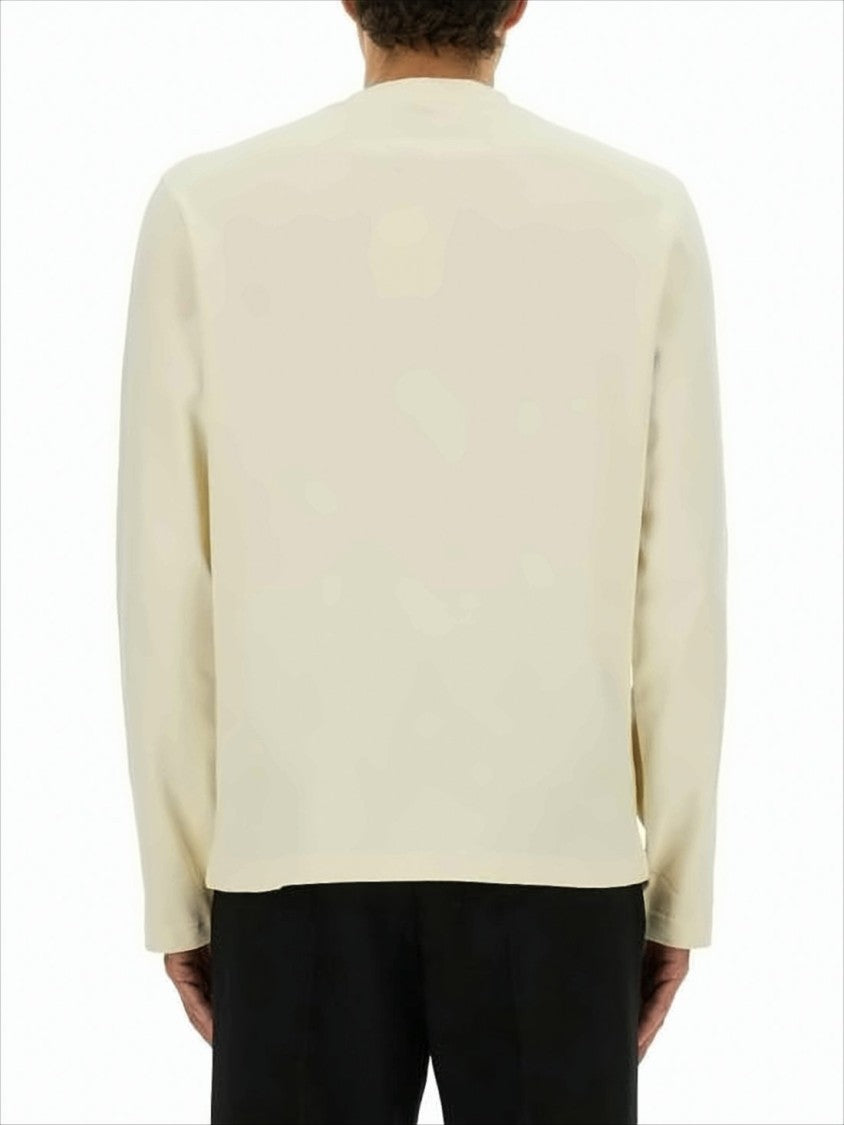 Jacquemus Long-Sleeve Off-White Cotton T-Shirt With Subtle Logo Patch