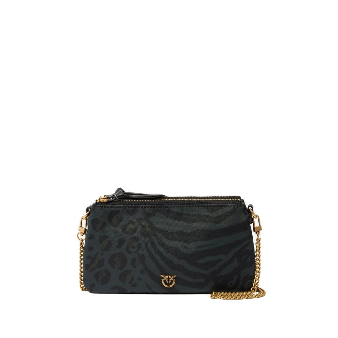 Pinko Rectangular Animal Print Shoulder Bag With Chain Strap
