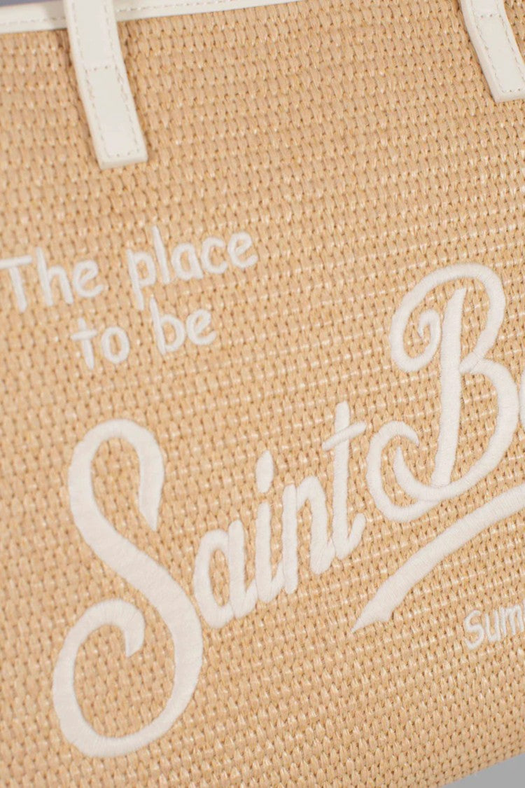 Mc2 Saint Barth Rectangular Woven Tote Bag With Embroidered Detail