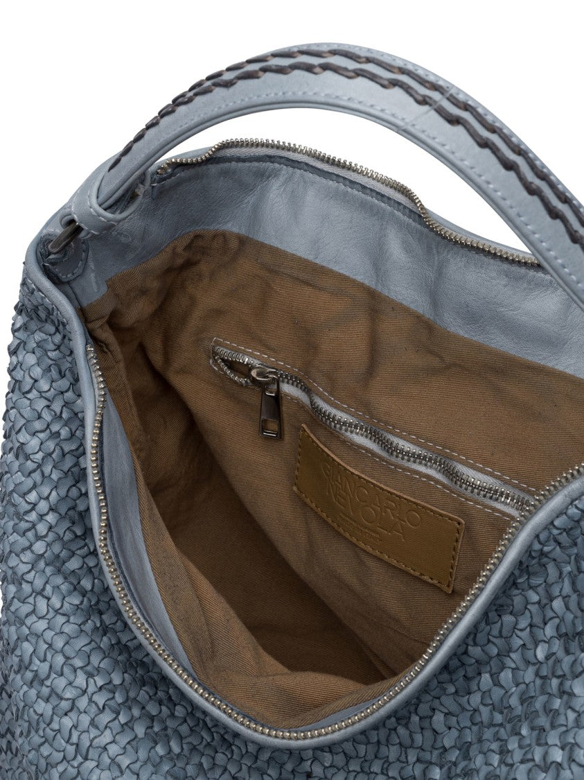 Reptile's House Spacious Blue Calf Leather Shoulder Bag