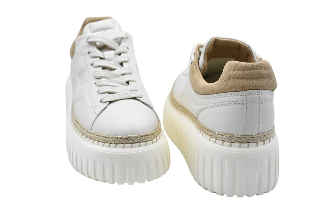 Hogan Ivory Brown Laced Elegance Flat Shoes