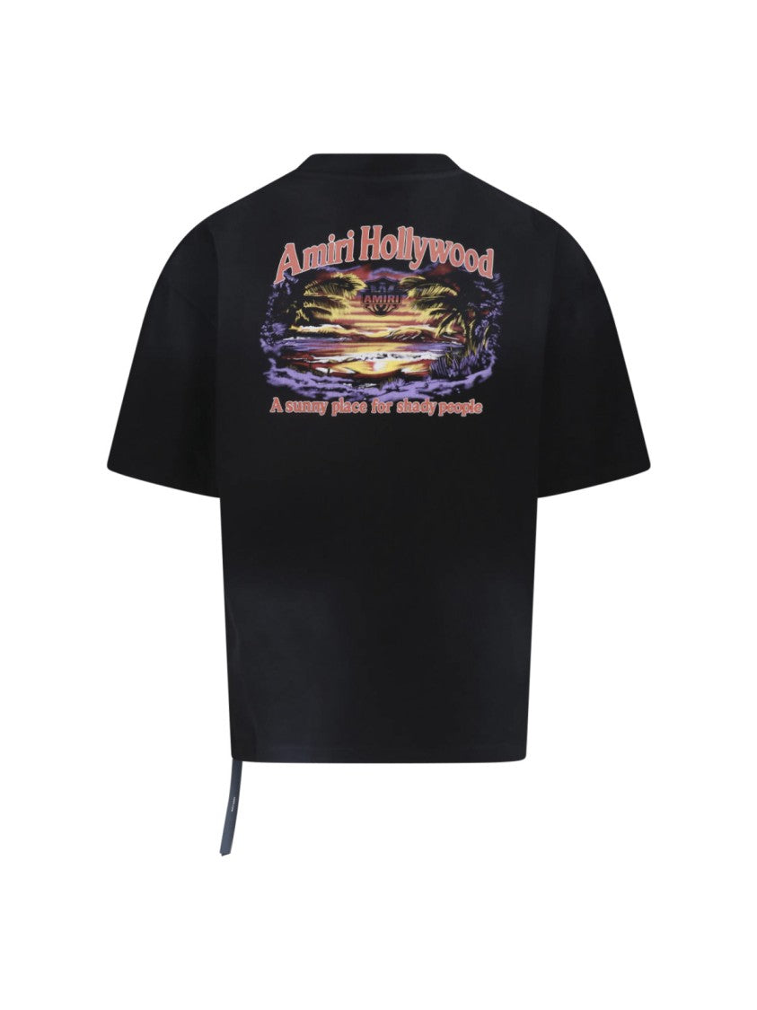 Amiri Black Hollywood Printed Cotton T-Shirt