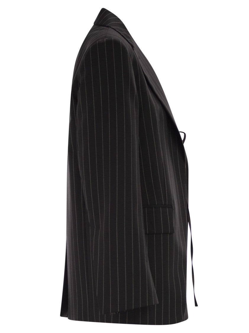 Sportmax Spxdivina - Tailored Blazer In Pinstriped Gabardine