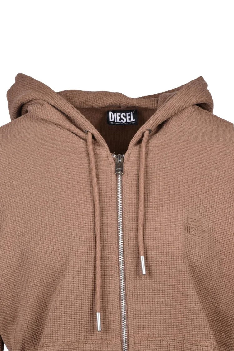 Diesel Zip Hoodie Sweatshirt - Brown