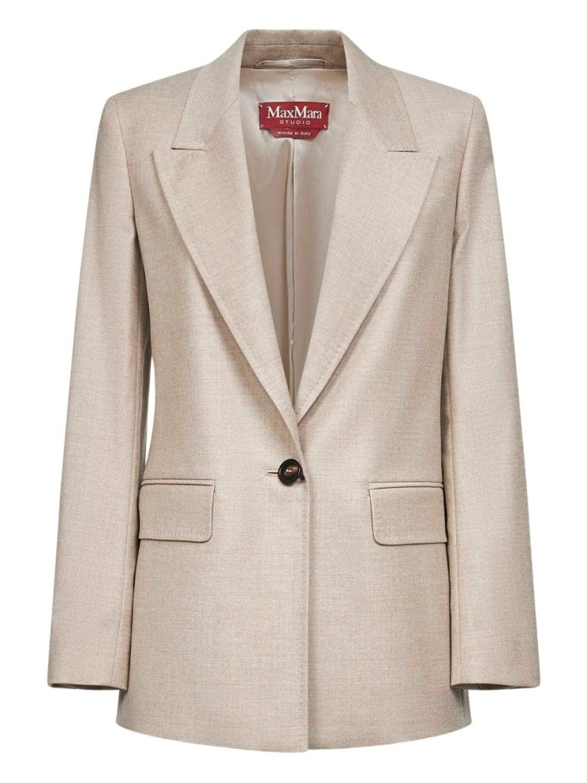 Max Mara Flannel Blazer With Single-Button Closure And Flap Pockets