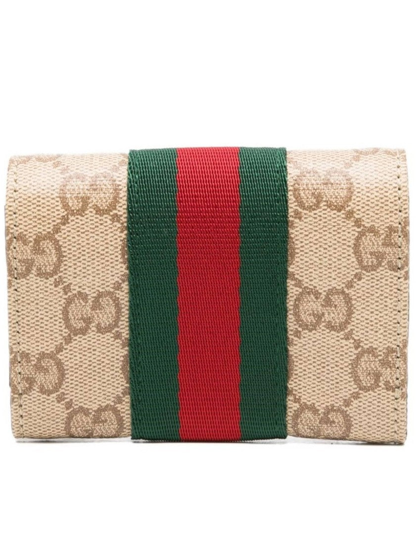 Gucci Beige Card Case Canvas Cardholder