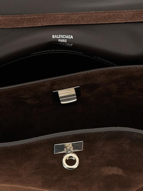 Balenciaga Medium Suede Turn-Lock Tote Bag
