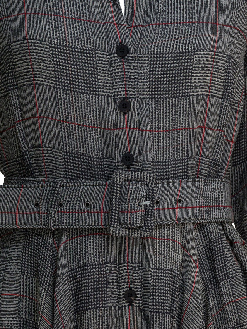 Samantha Sung Plaid Wool Dress With Button-Down Front