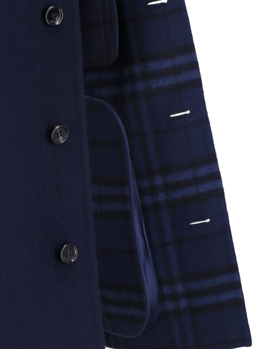 Burberry Blue Classic Collar Button-Up Wool Jacket