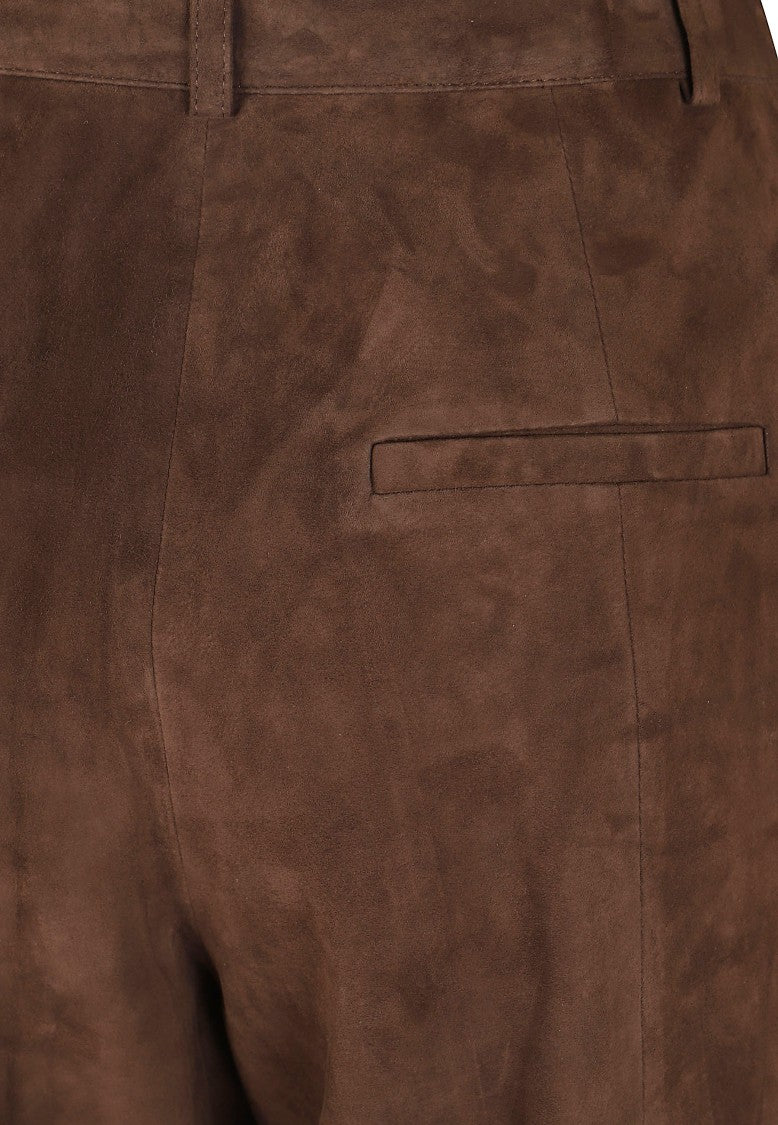 Arma Pleated Wide-Leg Trousers With Suede Details