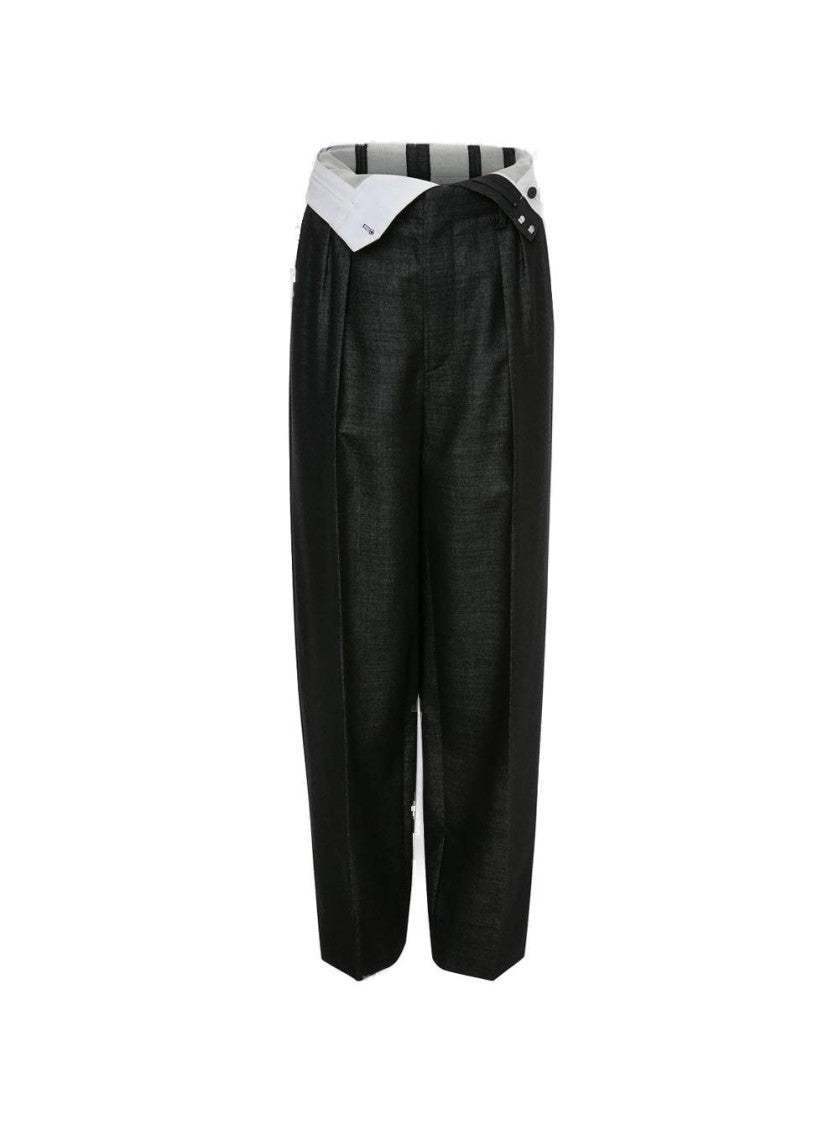 Victoria Beckham Double Waistband Detail Trouser Black And Ivory