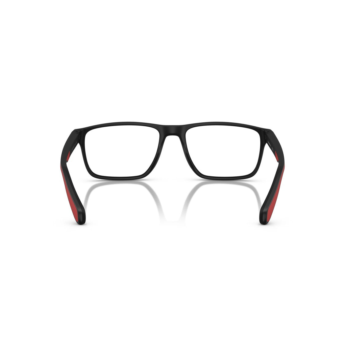 Emporio Armani 0Ea3233 Rectangular Matte Black Eyeglass Frames With Red Accents