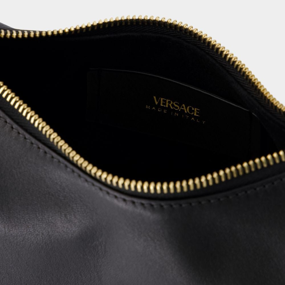 Versace Hobo Shoulder Bag - Leather - Black