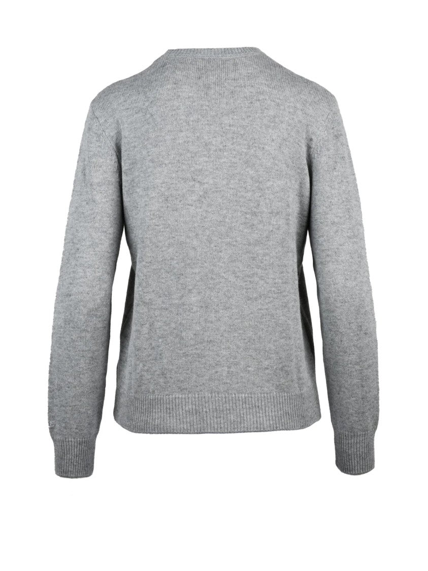 Mc2 Saint Barth Crewneck Sweater With Heart Motifs And Premium Blend