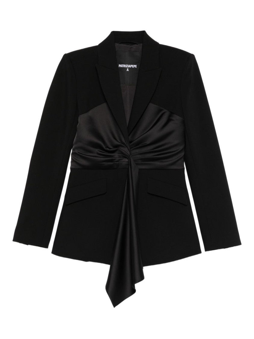 Patrizia Pepe Tailored Draped Blazer With Satin Waist Panel