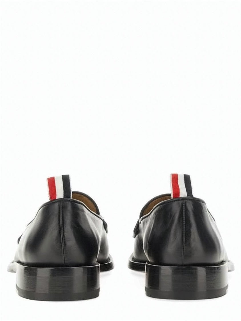 Thom Browne Classic Black Penny Loafers With Signature Striped Pull Tab