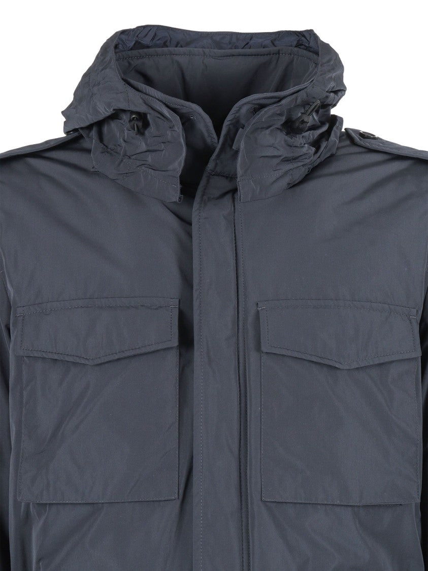 Aspesi Grey Jacket With Front Zip Closure