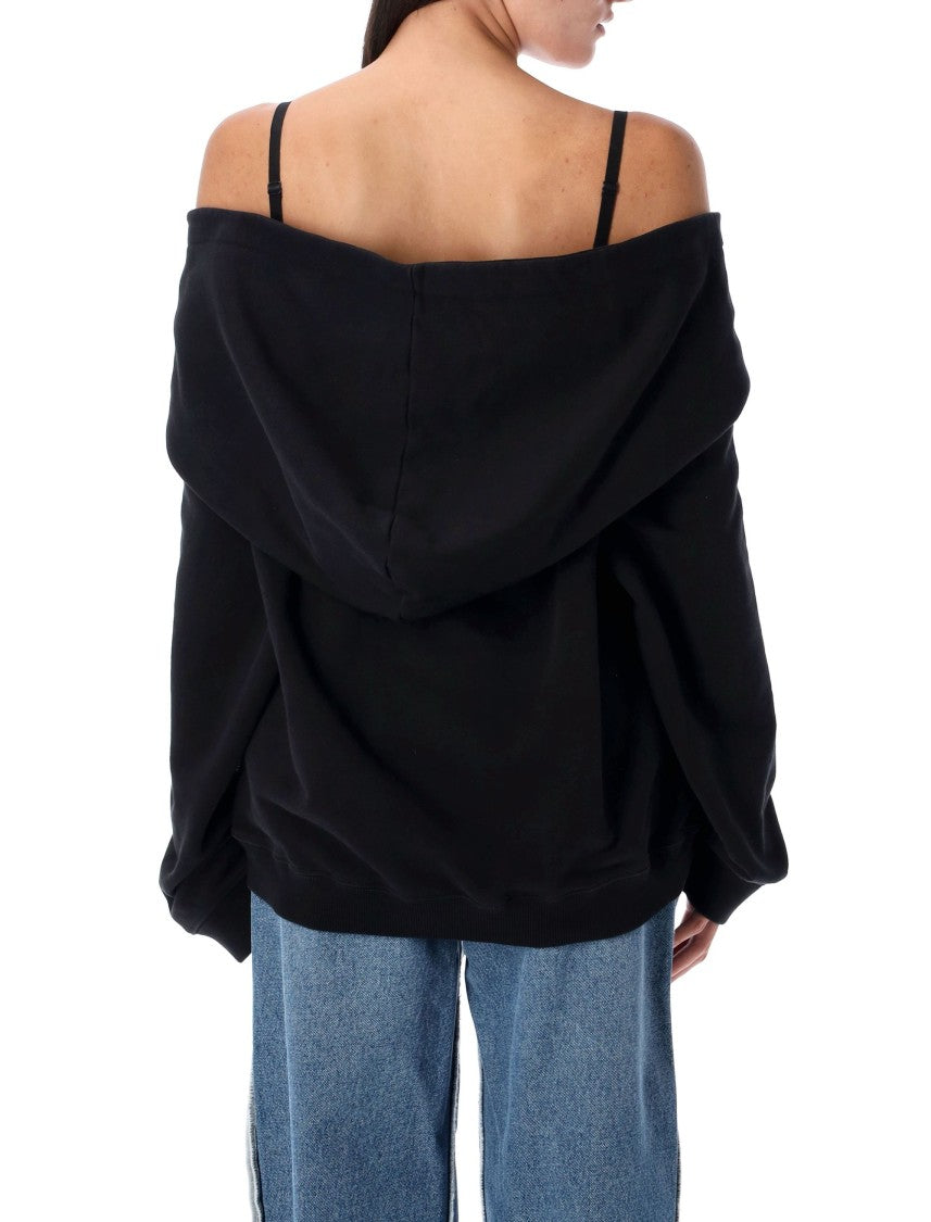 Mm6 By Maison Margiela Off Shoulder Fleece Sweatshirt