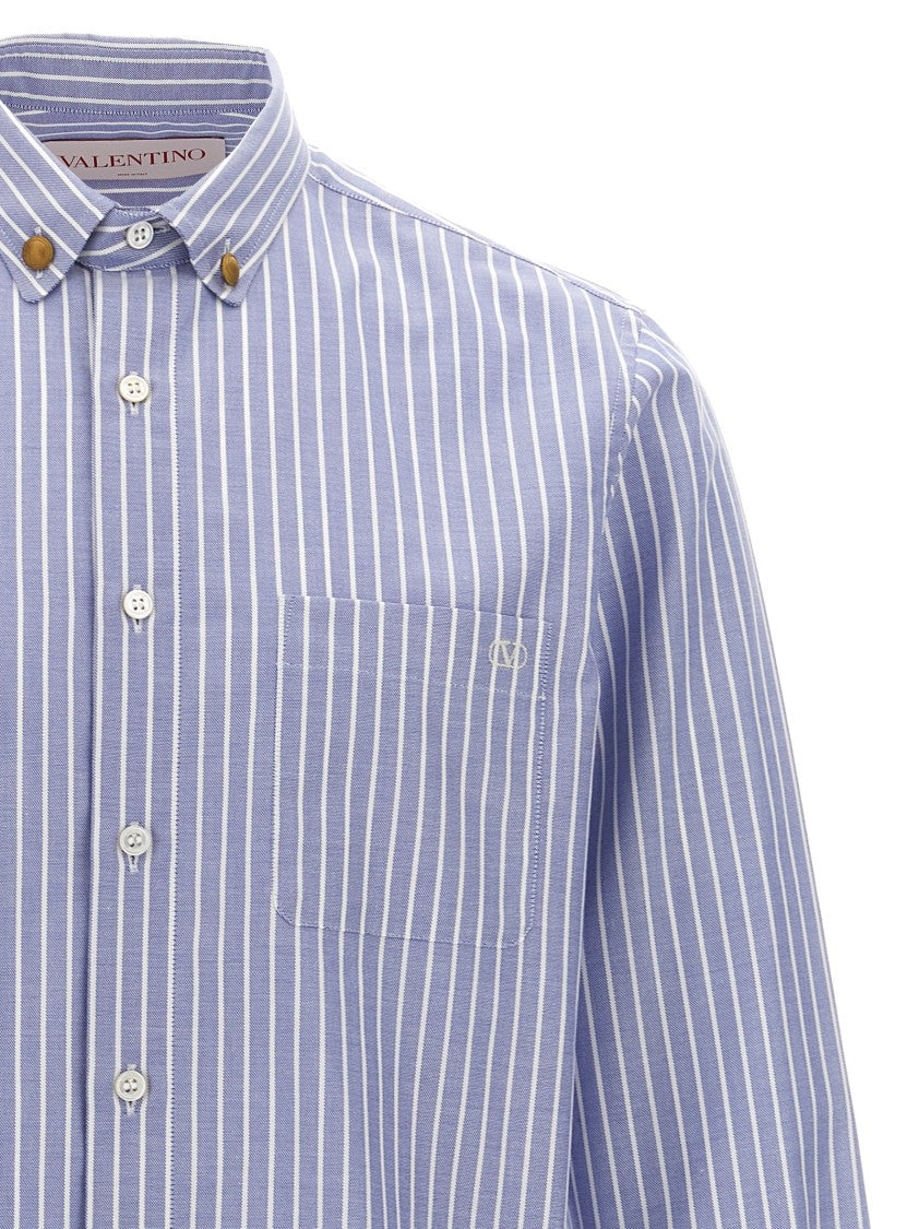 Valentino Garavani Cotton Striped Shirt With Button-Down Collar