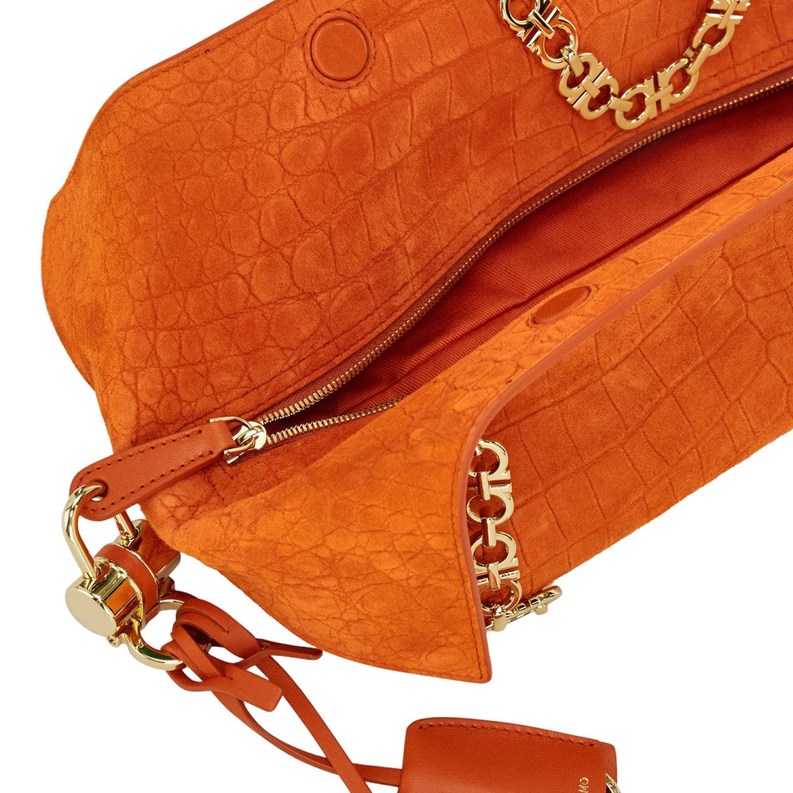 Salvatore Ferragamo Structured Suede Shoulder Bag